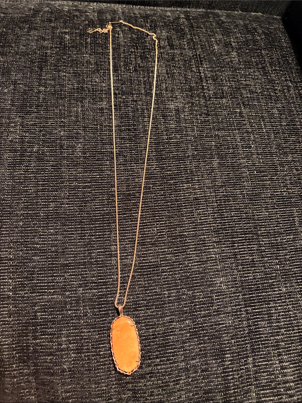 Retired Kendra Scott Macrame Reid Rose Gold Peach Long Pendant Necklace